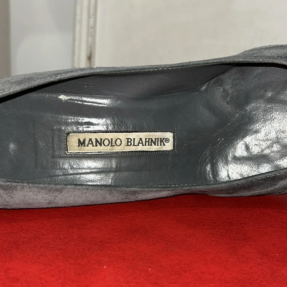 Vintage Gray Suede Leather Manolo Blahnik High Heels size 38